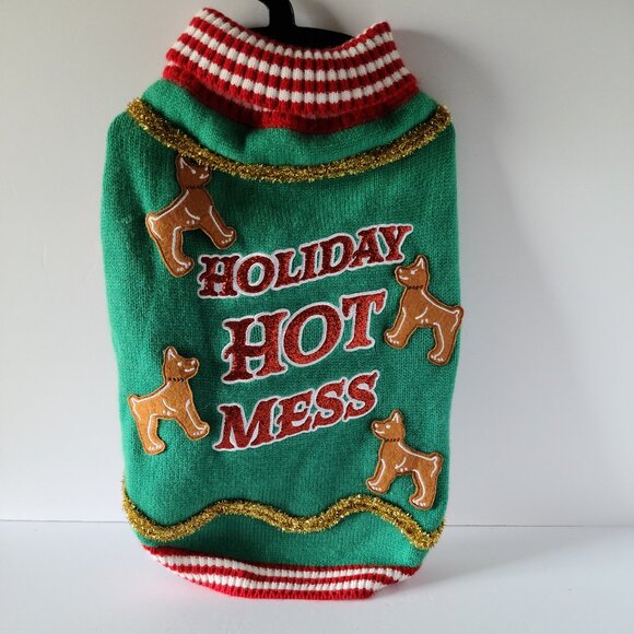 MERRY & BRIGHT COLLECTION "HOLIDAY HOT MESS'' CHRISTMAS DOG CLOTHING -RED/GREEN - Picture 1 of 7